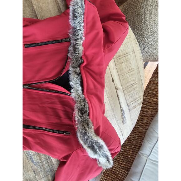 Skea Paris Vail Belted Ski Snow Jacket Women's Size 6 Made in USA Red Faux Fur - Picture 12 of 14